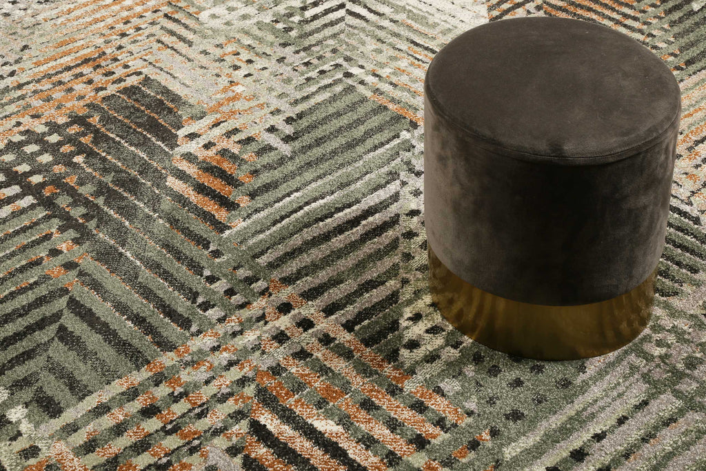 Esprit Teppich Grün Grau Braun Kurzflor "Vario"