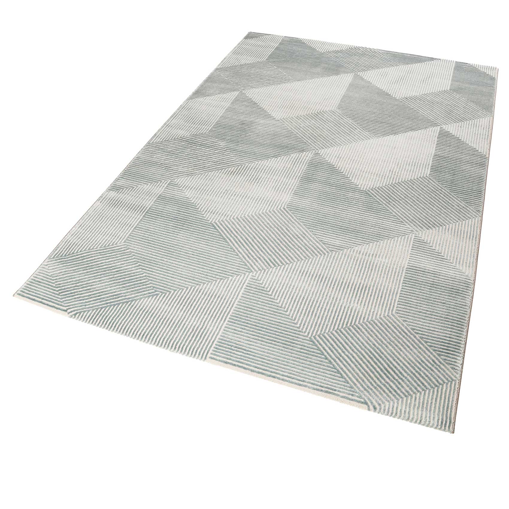 Esprit Teppich Grün Grau Kurzflor "Velvet Groove"