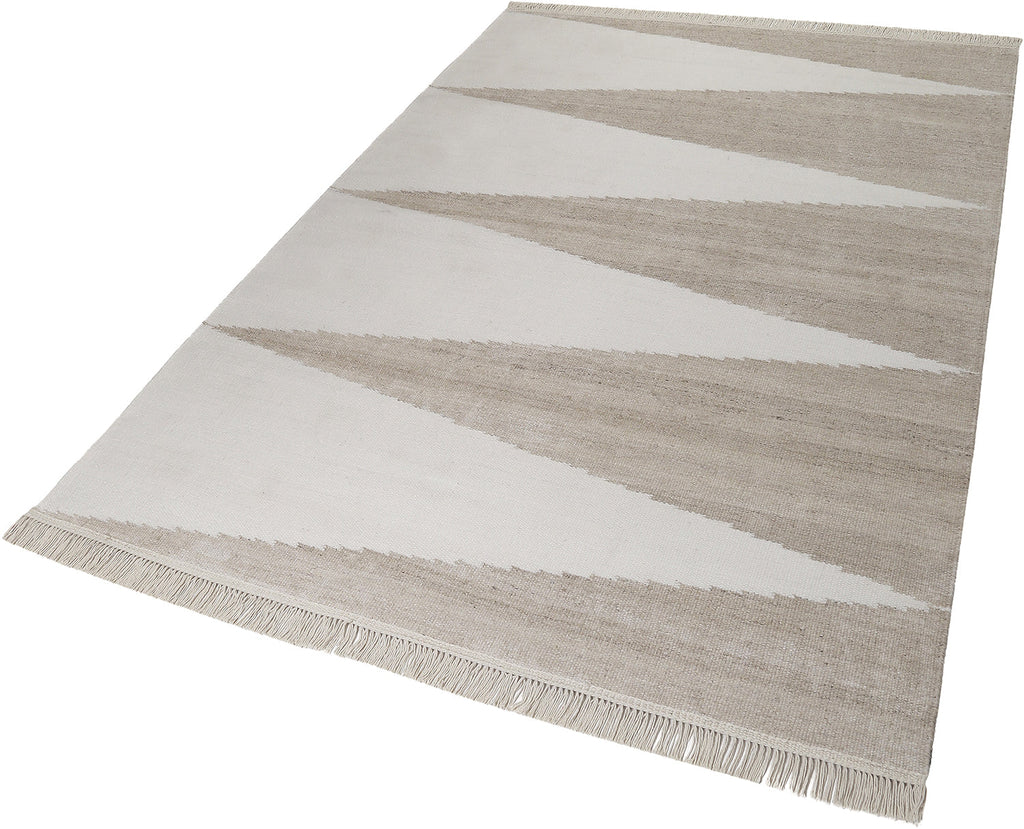 Kelim Teppich Sand Beige aus Naturfaser "Smart Triangle" WECONhome