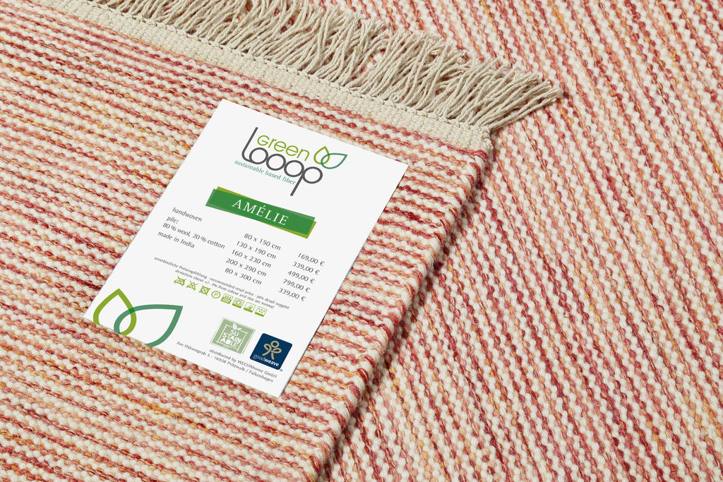 Kelim Teppich Rot Beige meliert aus Wolle "Amélie" Green Looop