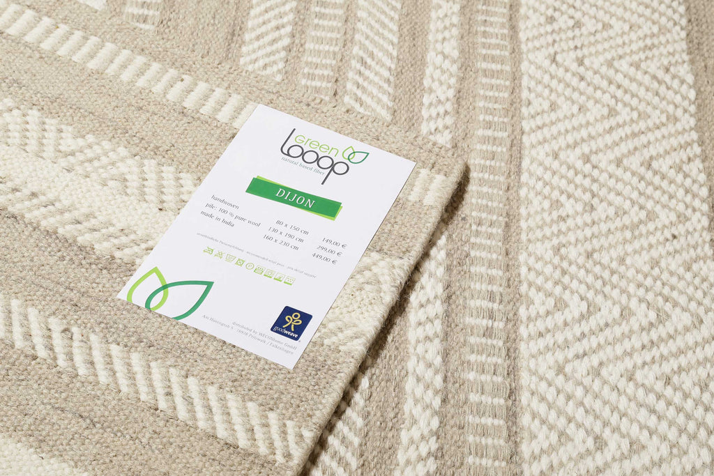Kelim Teppich Beige Braun aus Wolle "Dijon" Green Looop