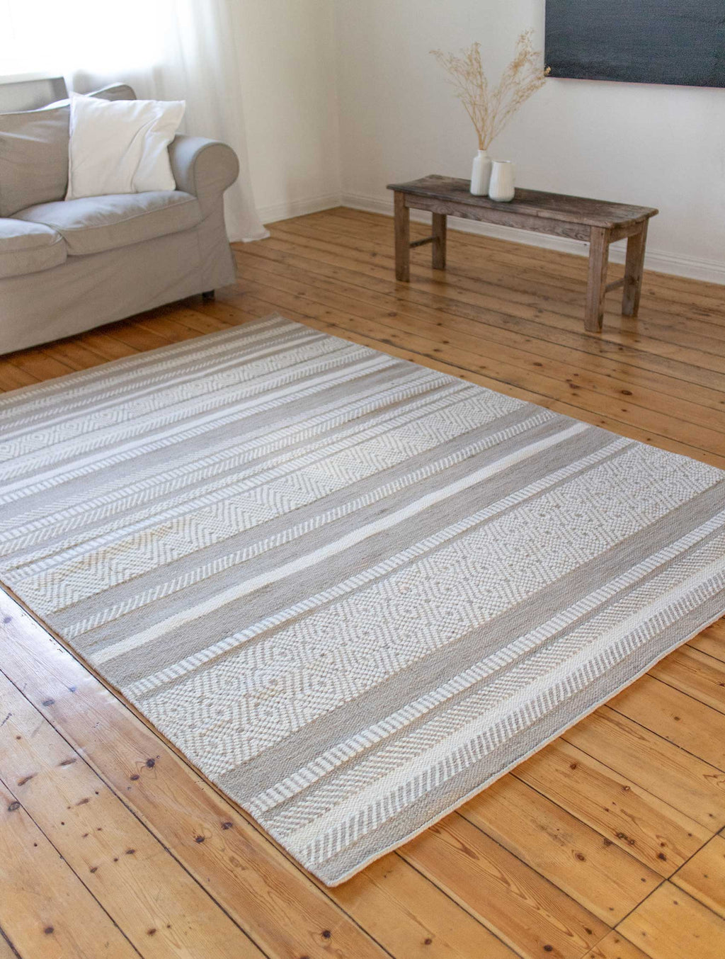 Kelim Teppich Beige Braun aus Wolle "Dijon" Green Looop