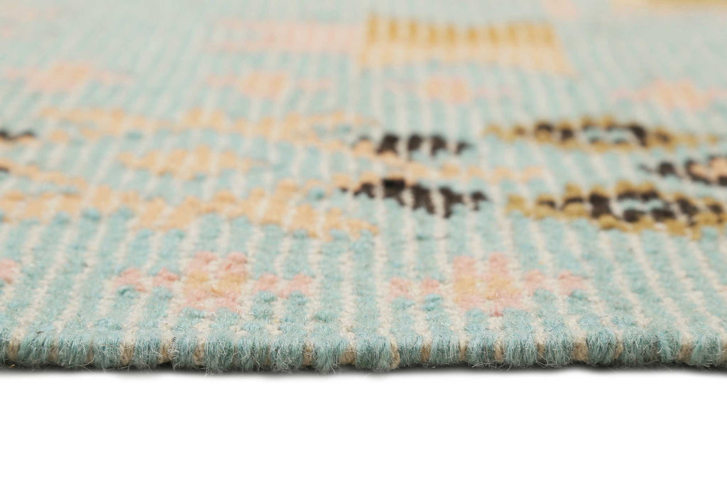 Kelim Teppich Bunt meliert aus Wolle "Mayenne" Green Looop