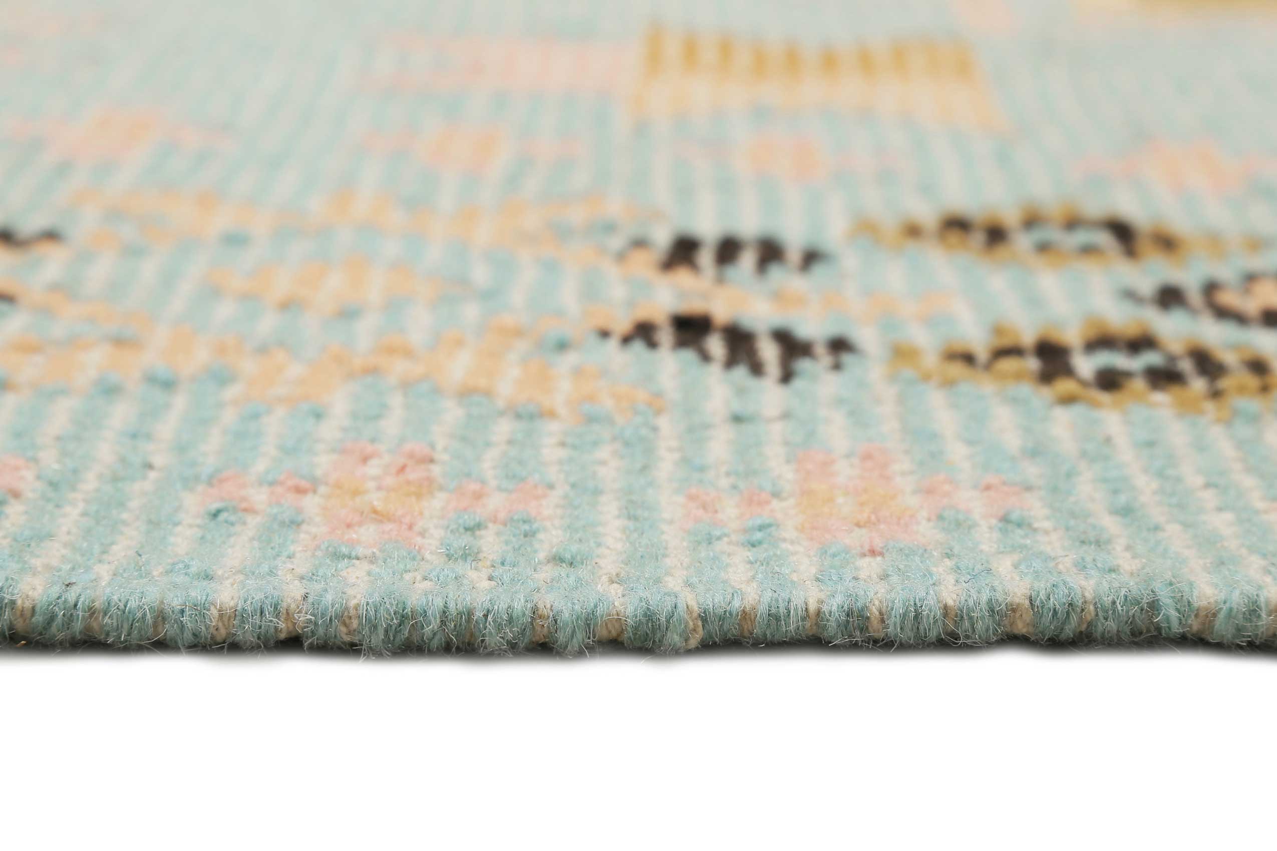 Kelim Teppich Bunt meliert aus Wolle "Mayenne" Green Looop