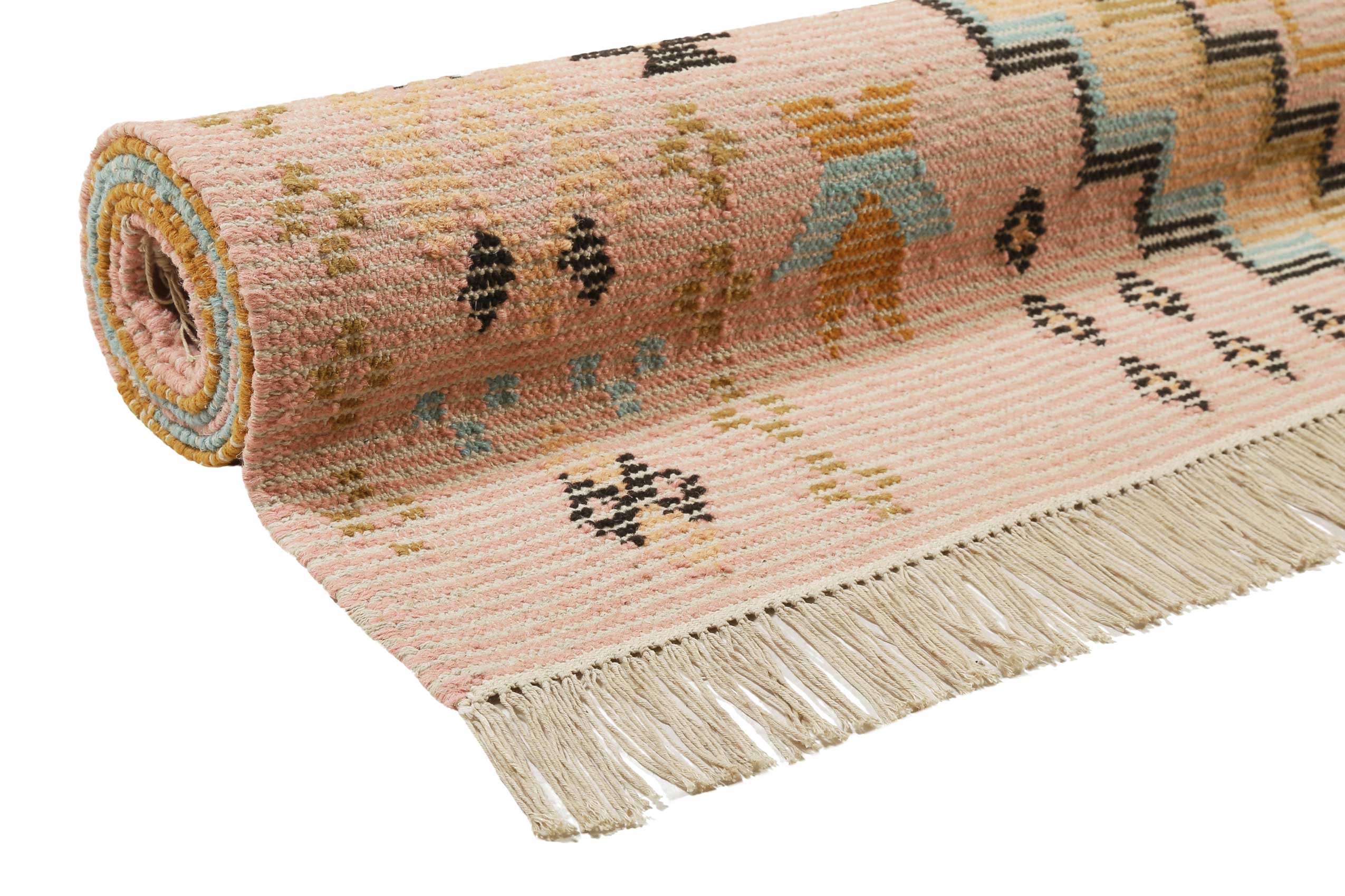 Kelim Teppich Bunt meliert aus Wolle "Mayenne" Green Looop