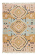 Kelim Teppich Bunt meliert aus Wolle "Mayenne" Green Looop