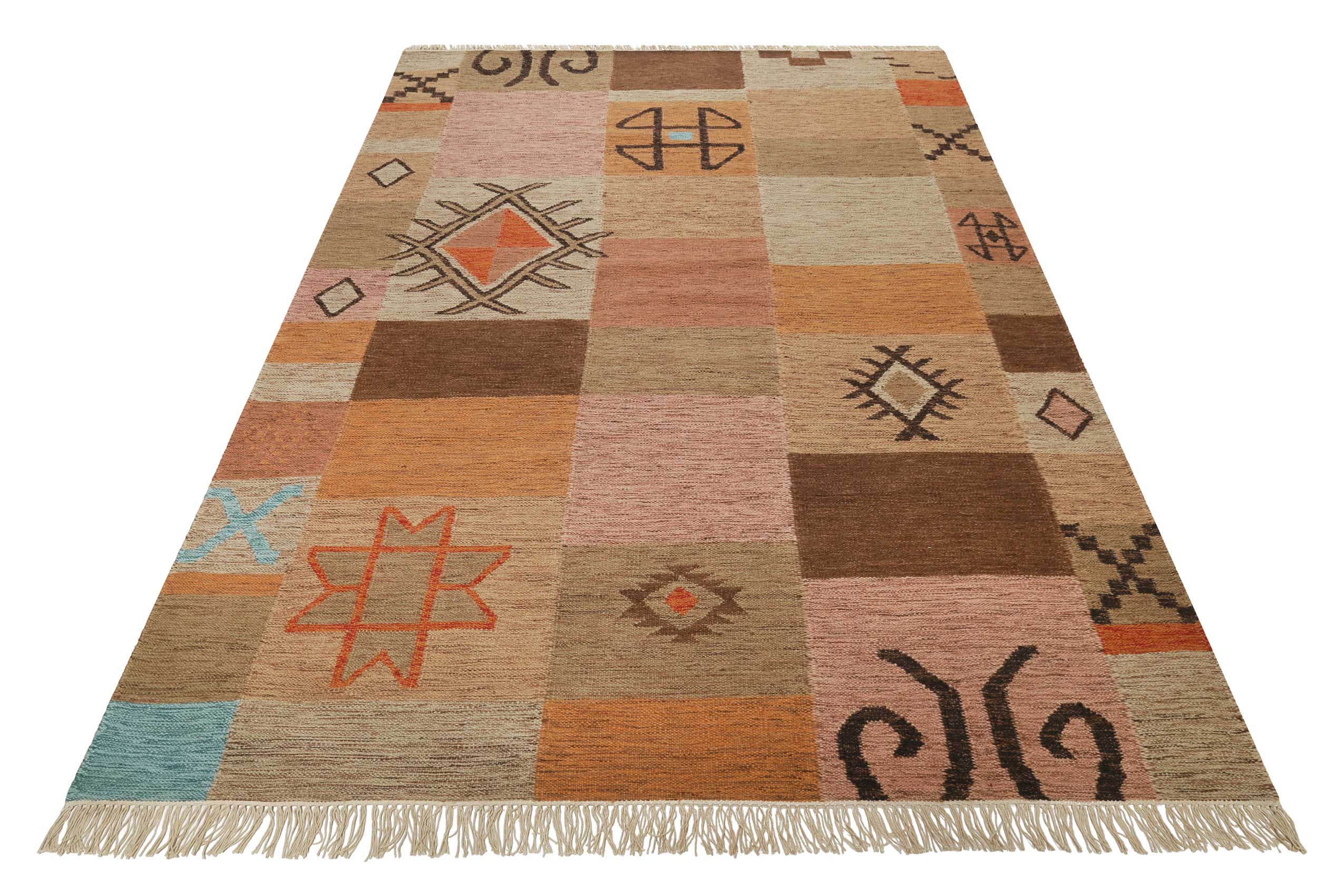 Kelim Teppich Bunt meliert aus Wolle "Montmartre" Green Looop