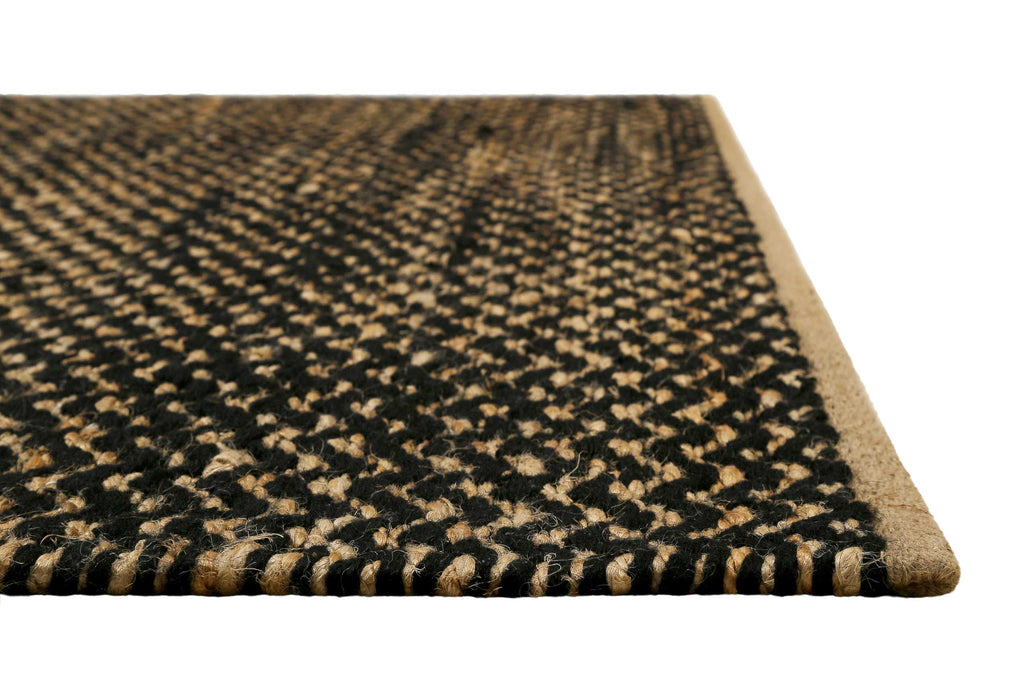Kelim Teppich Schwarz Beige aus Naturfaser "Montpellier" Green Looop
