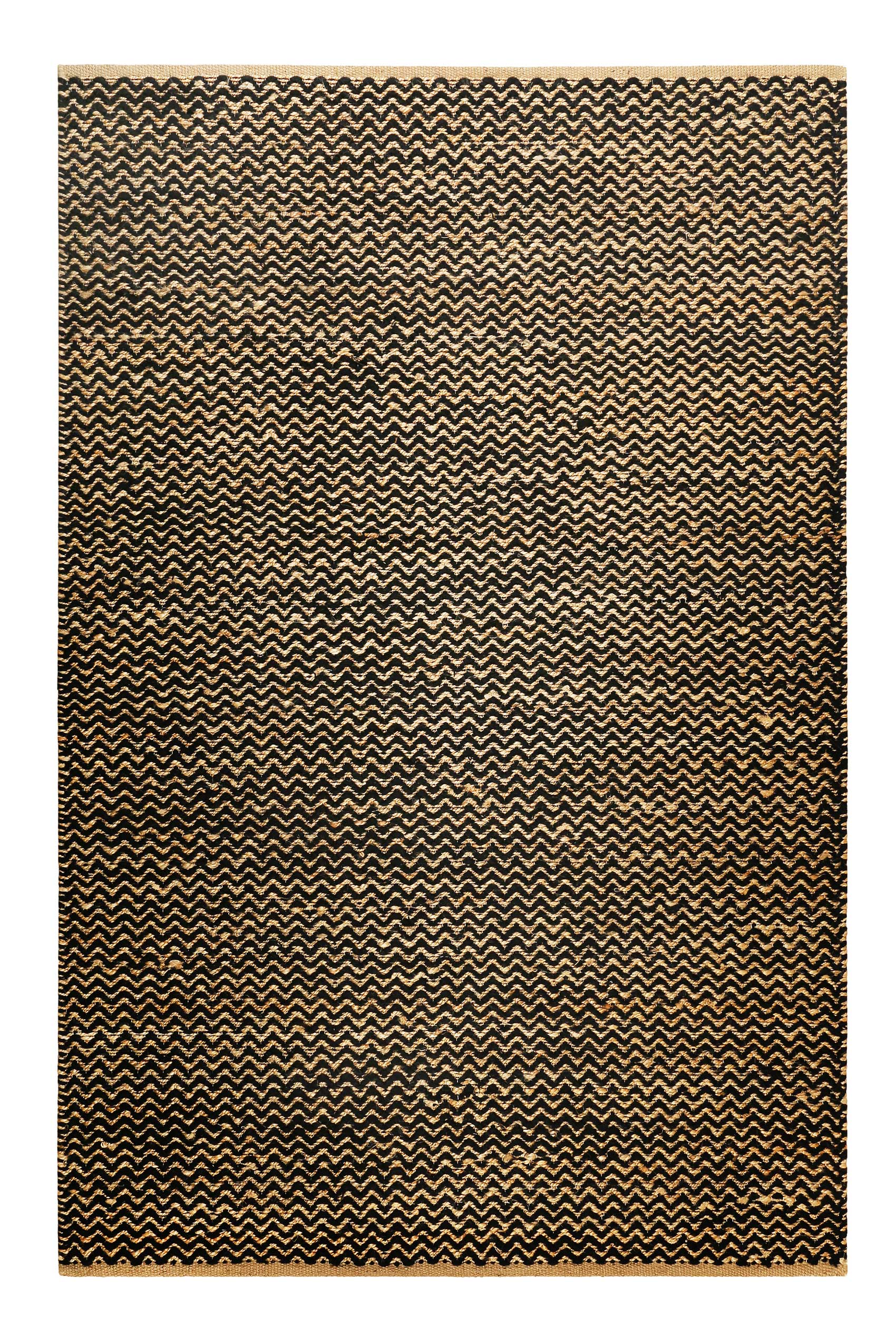 Kelim Teppich Schwarz Beige aus Naturfaser "Montpellier" Green Looop