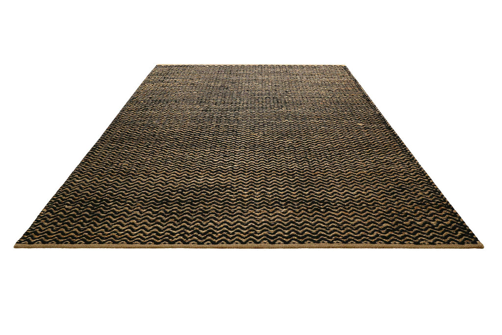 Kelim Teppich Schwarz Beige aus Naturfaser "Montpellier" Green Looop