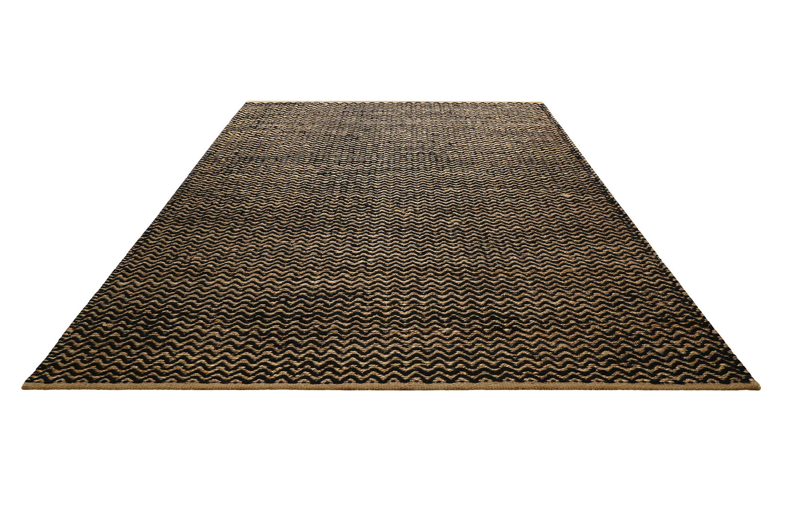 Kelim Teppich Schwarz Beige aus Naturfaser "Montpellier" Green Looop