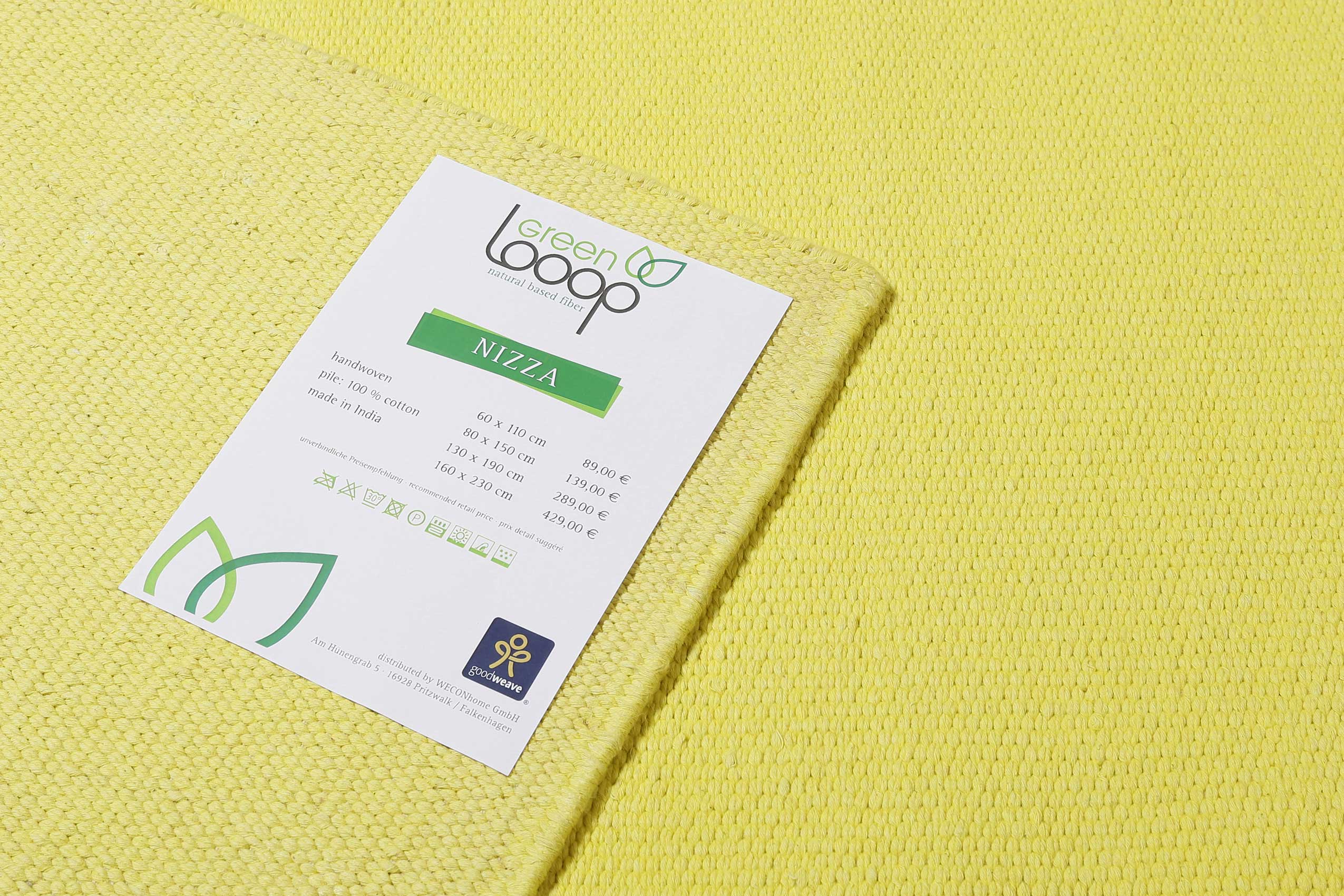 Kelim Teppich Gelb aus Baumwolle "Nizza" Green Looop