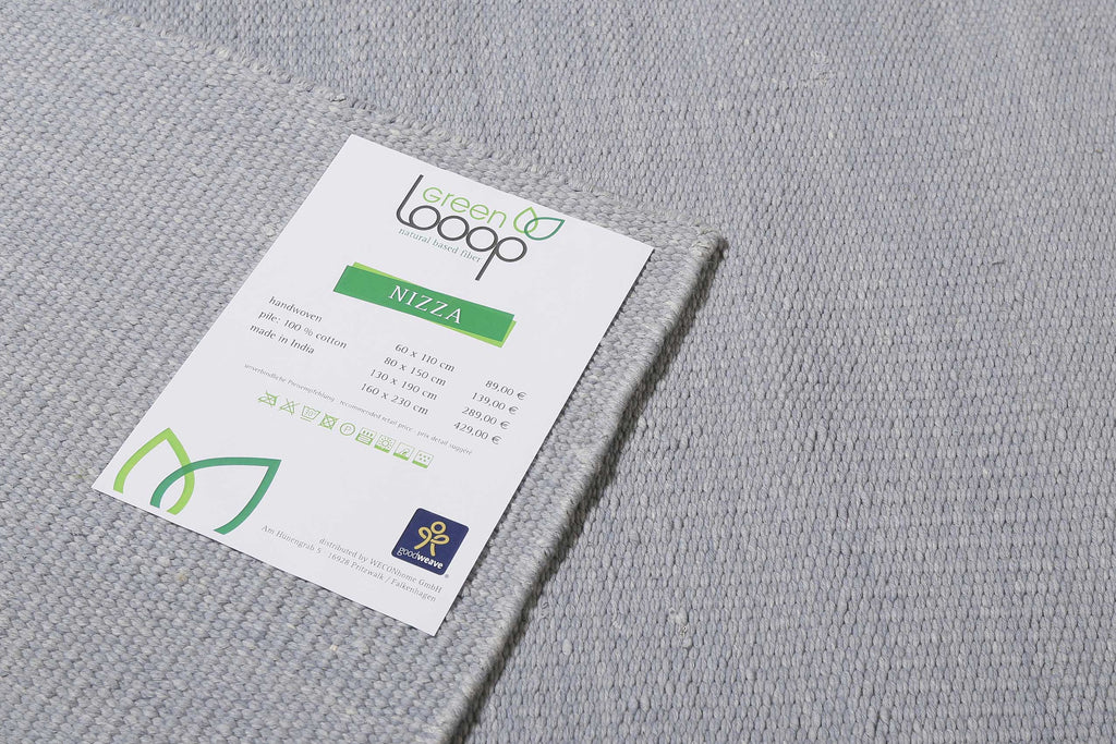 Kelim Teppich Grau aus Baumwolle "Nizza" Green Looop
