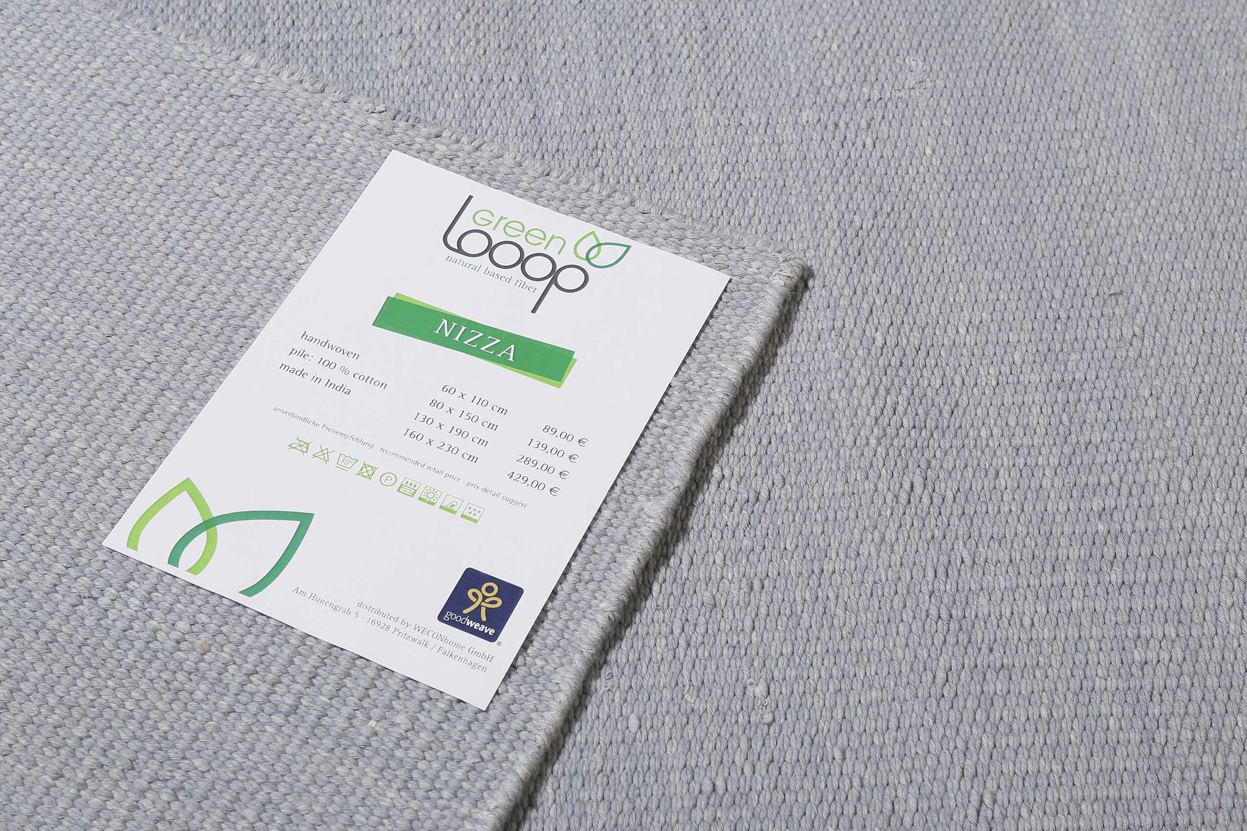 Kelim Teppich Grau aus Baumwolle "Nizza" Green Looop