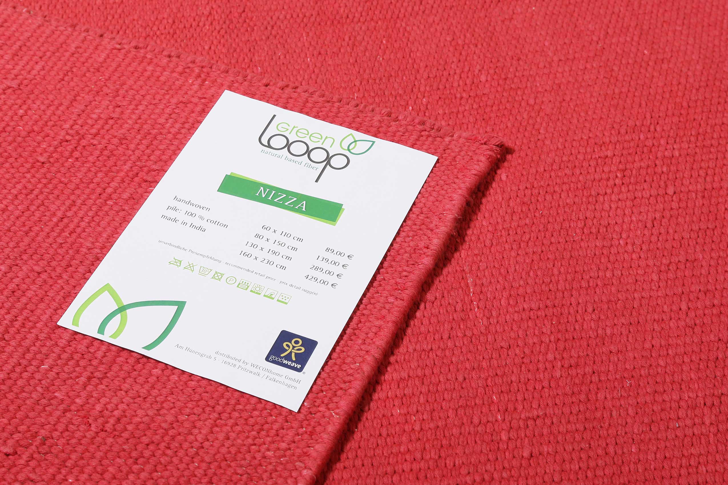 Kelim Teppich Rot aus Baumwolle "Nizza" Green Looop