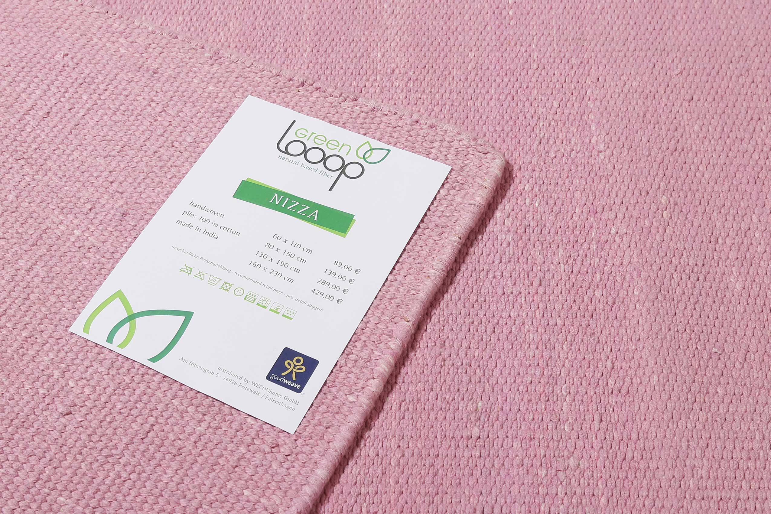 Kelim Teppich Rosa aus Baumwolle "Nizza" Green Looop