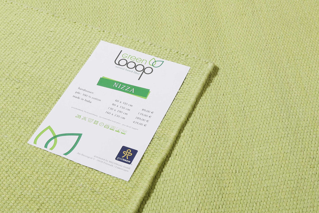 Kelim Teppich Grün aus Baumwolle "Nizza" Green Looop