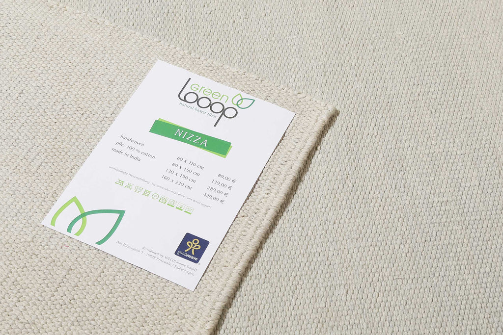 Kelim Teppich Hellgrau aus Baumwolle "Nizza" Green Looop