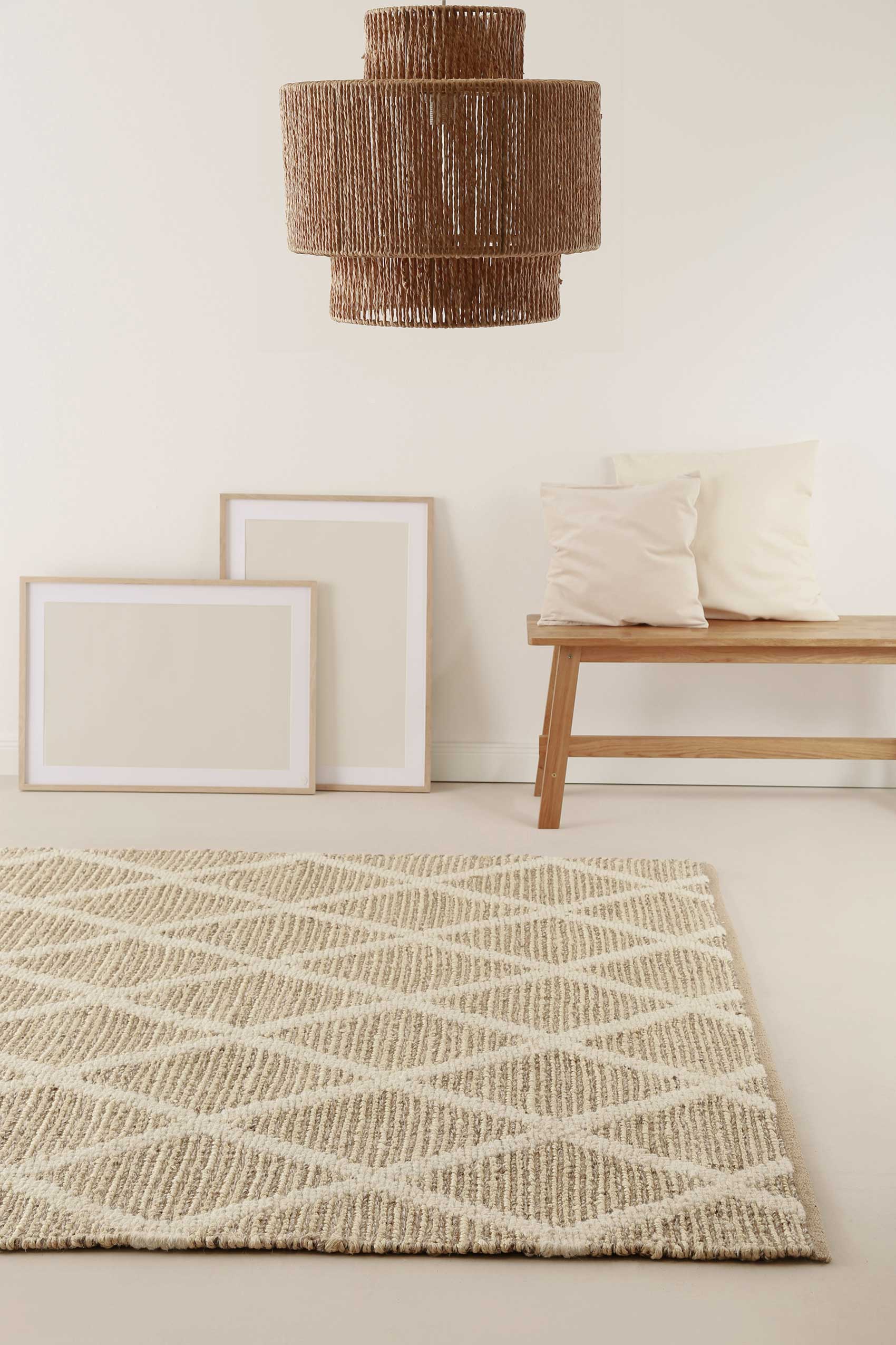 Teppich Naturfarben aus Jute & Wolle "Novella" Green Looop