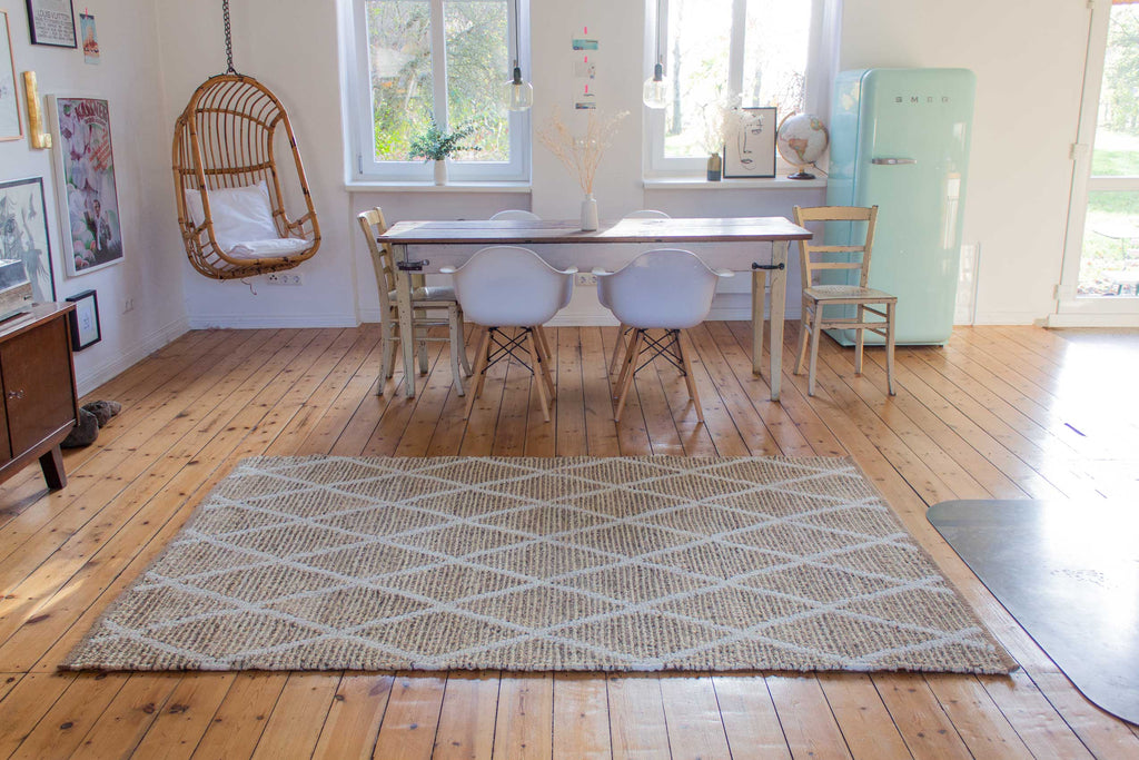 Teppich Naturfarben aus Jute & Wolle "Novella" Green Looop