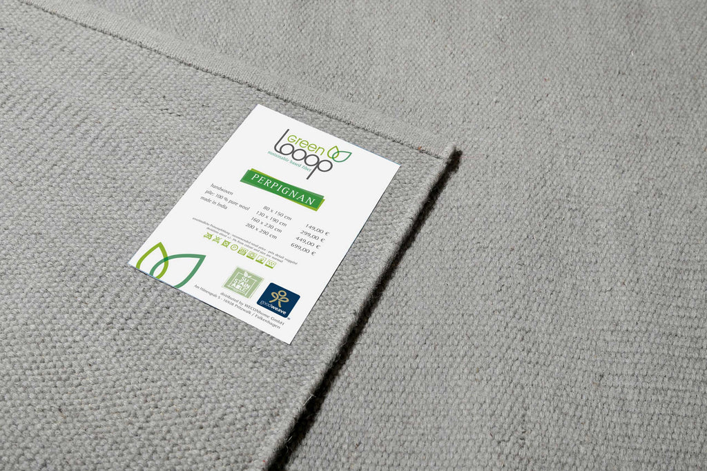Kelim Teppich Grau aus Wolle "Perpignan" Green Looop