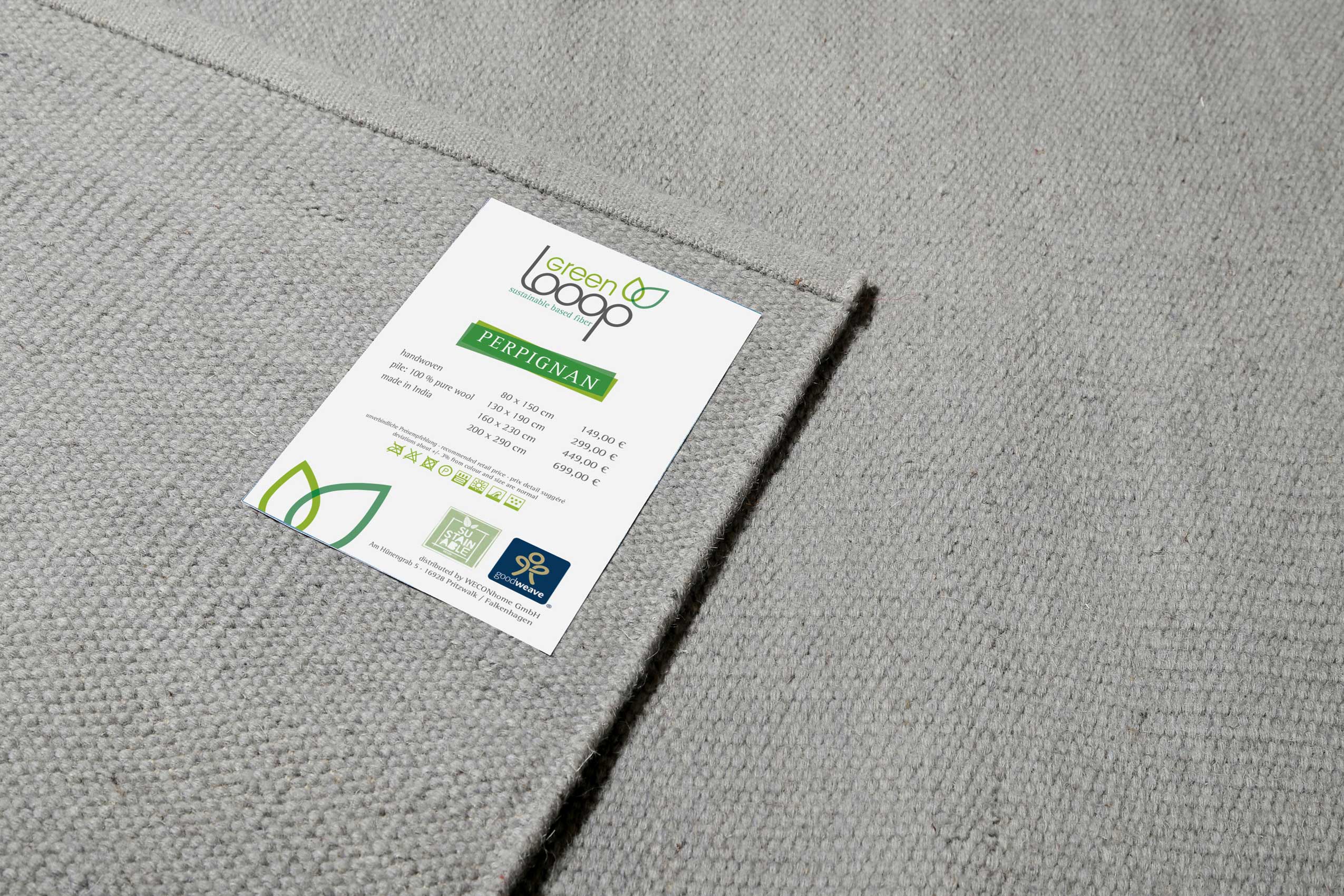 Kelim Teppich Grau aus Wolle "Perpignan" Green Looop