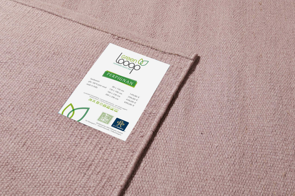 Kelim Teppich Flieder Altrosa aus Wolle "Perpignan" Green Looop