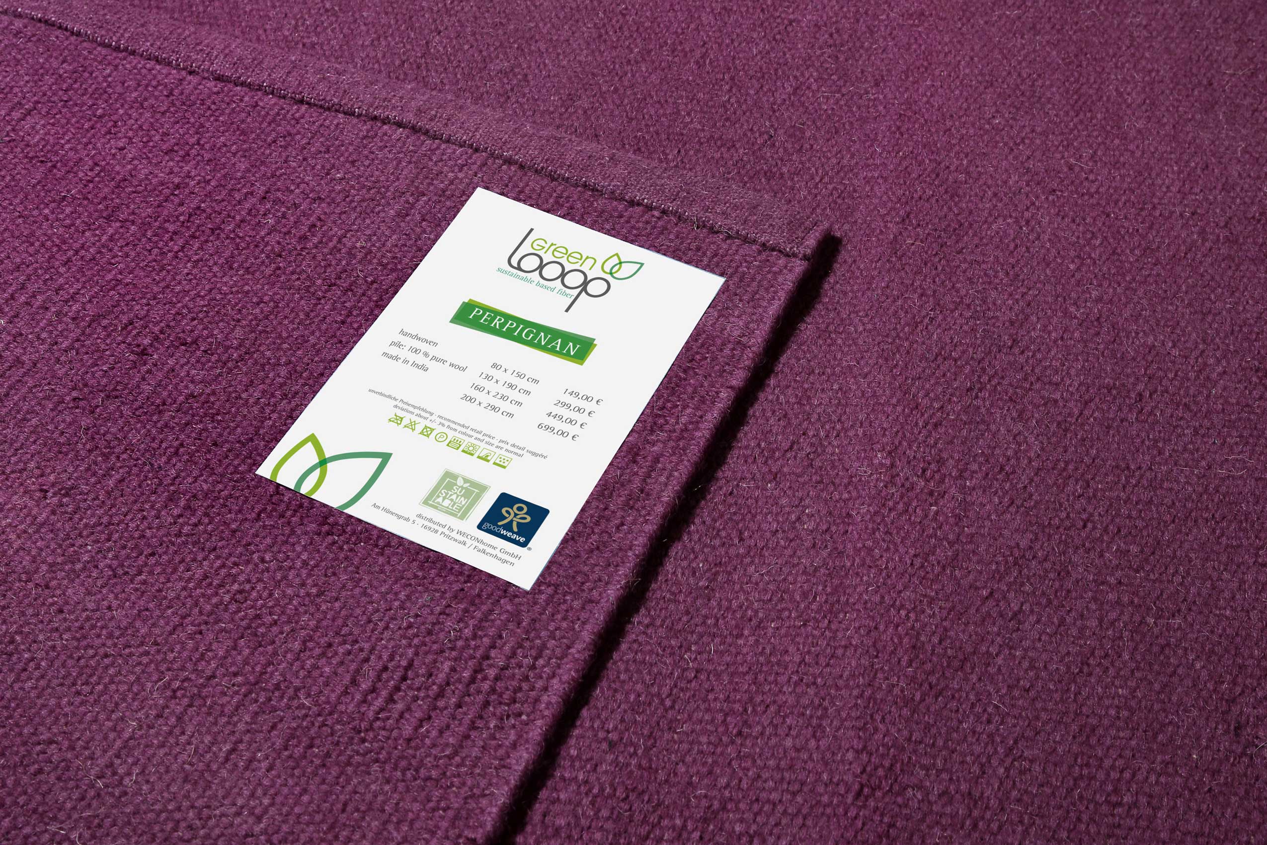 Kelim Teppich Lila Violett aus Wolle "Perpignan" Green Looop