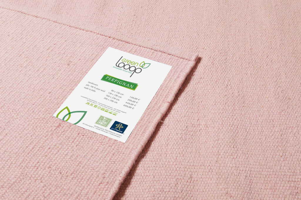 Kelim Teppich Rosa aus Wolle "Perpignan" Green Looop