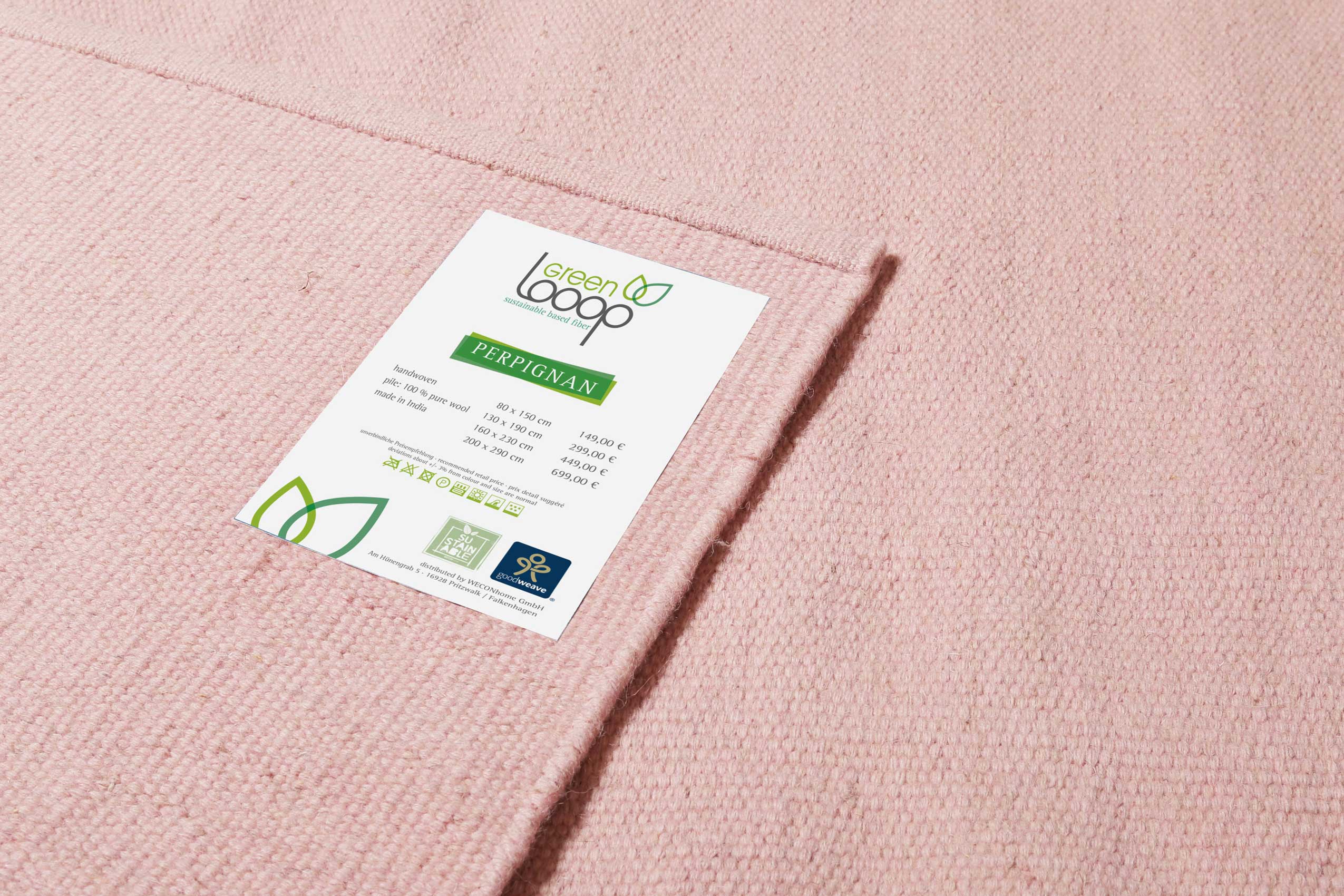 Kelim Teppich Rosa aus Wolle "Perpignan" Green Looop