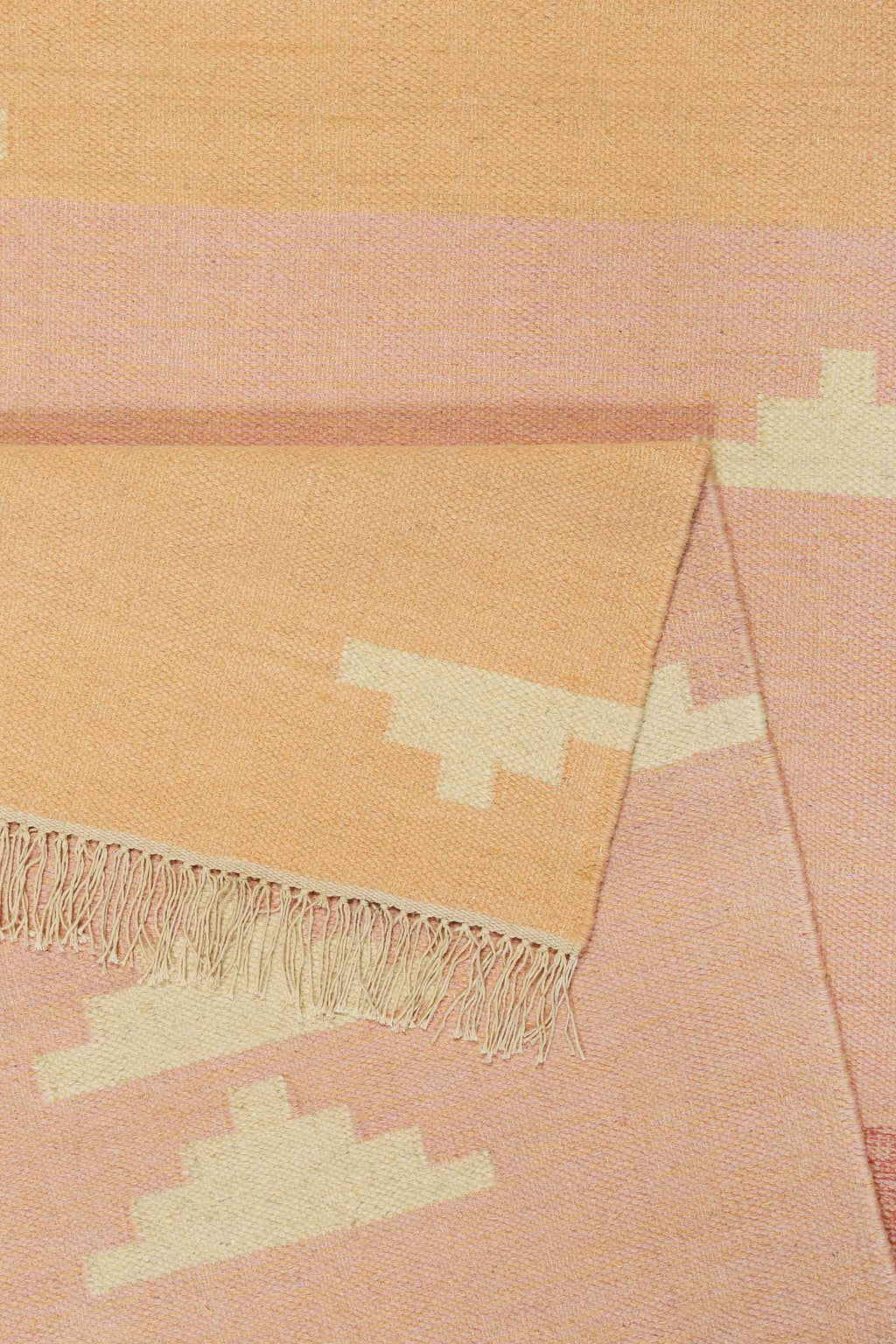 Kelim Teppich Rosa meliert aus Wolle "Soleil" Green Looop