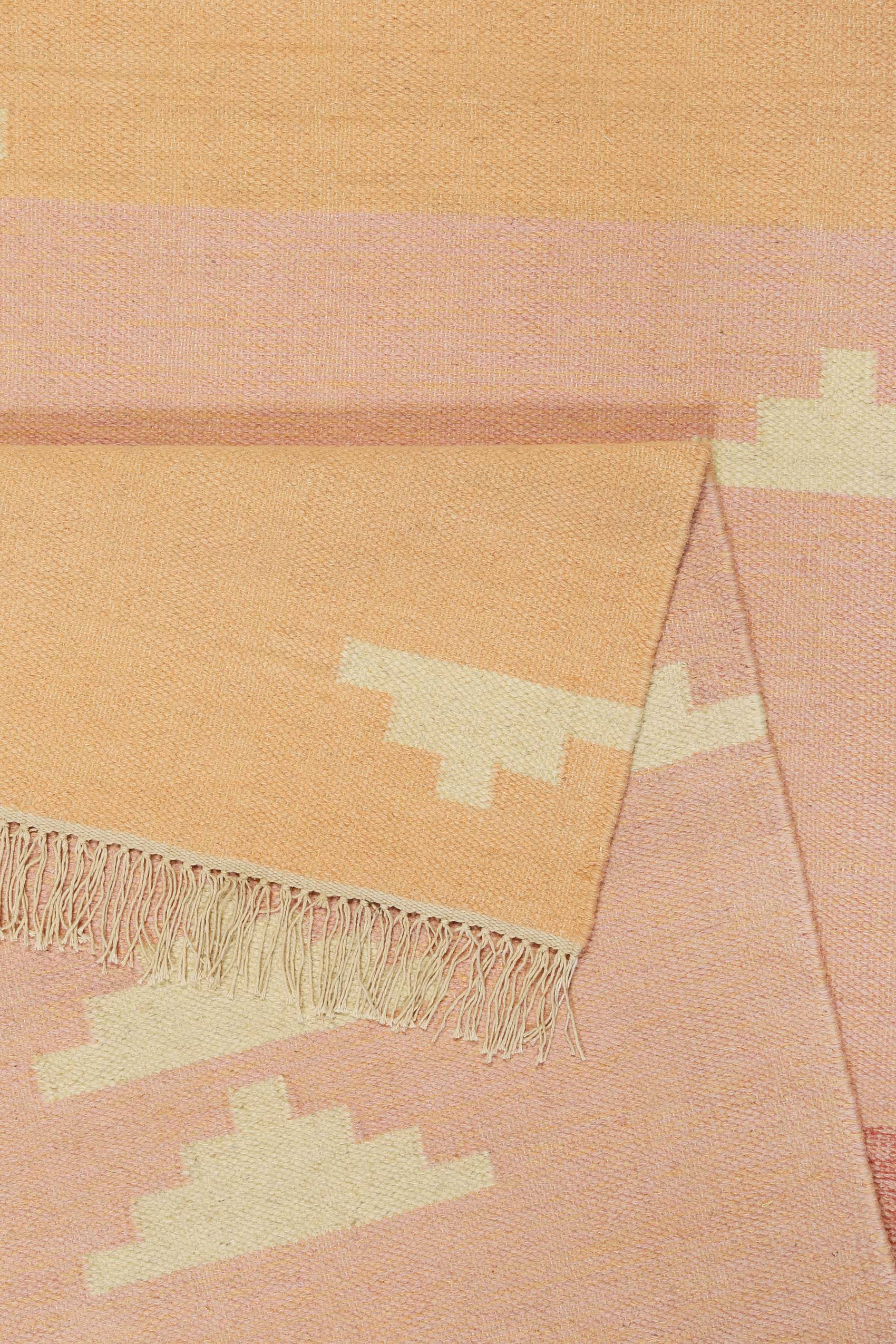 Kelim Teppich Rosa meliert aus Wolle "Soleil" Green Looop