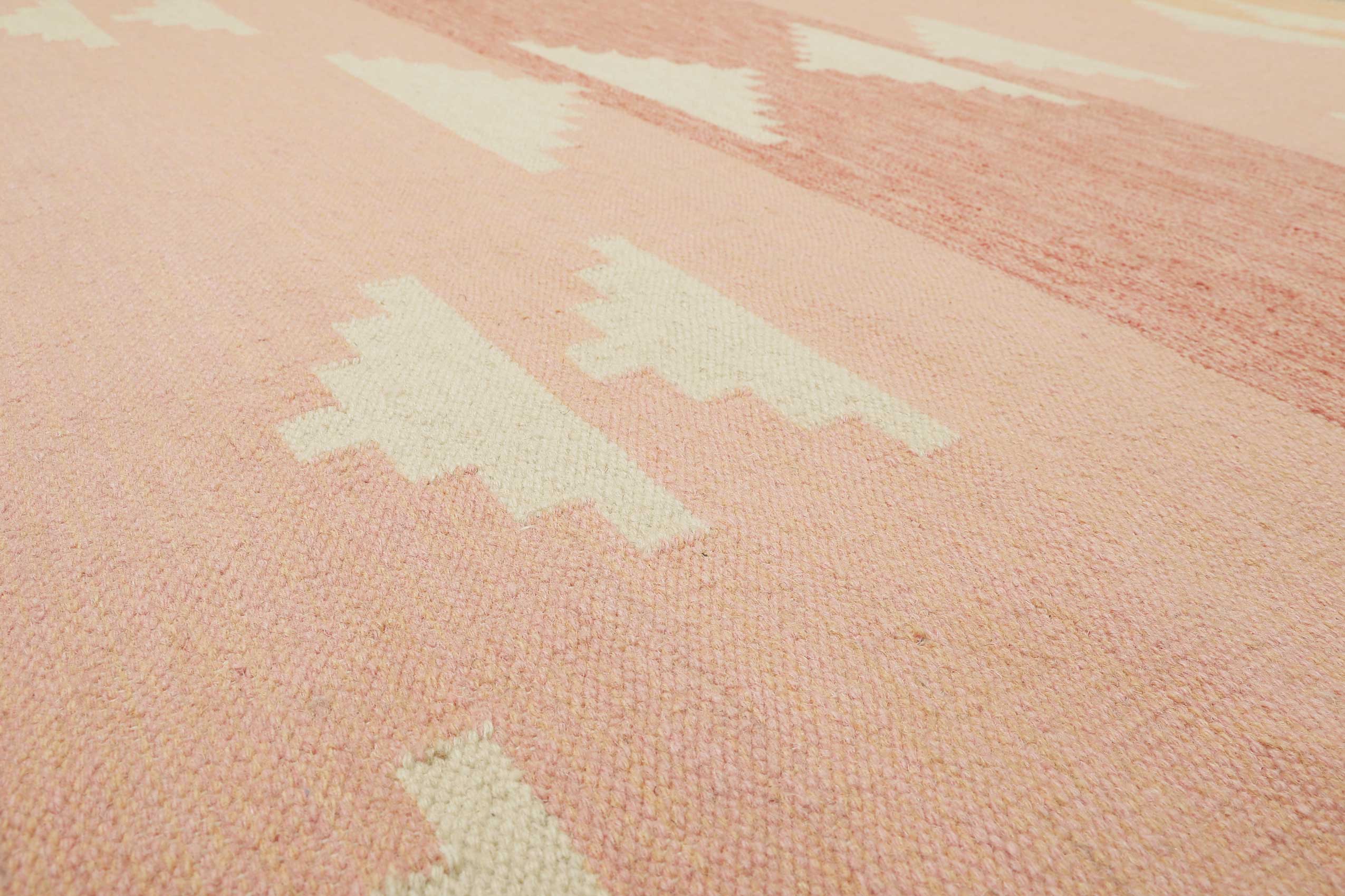 Kelim Teppich Rosa meliert aus Wolle "Soleil" Green Looop