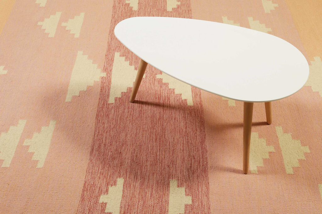 Kelim Teppich Rosa meliert aus Wolle "Soleil" Green Looop