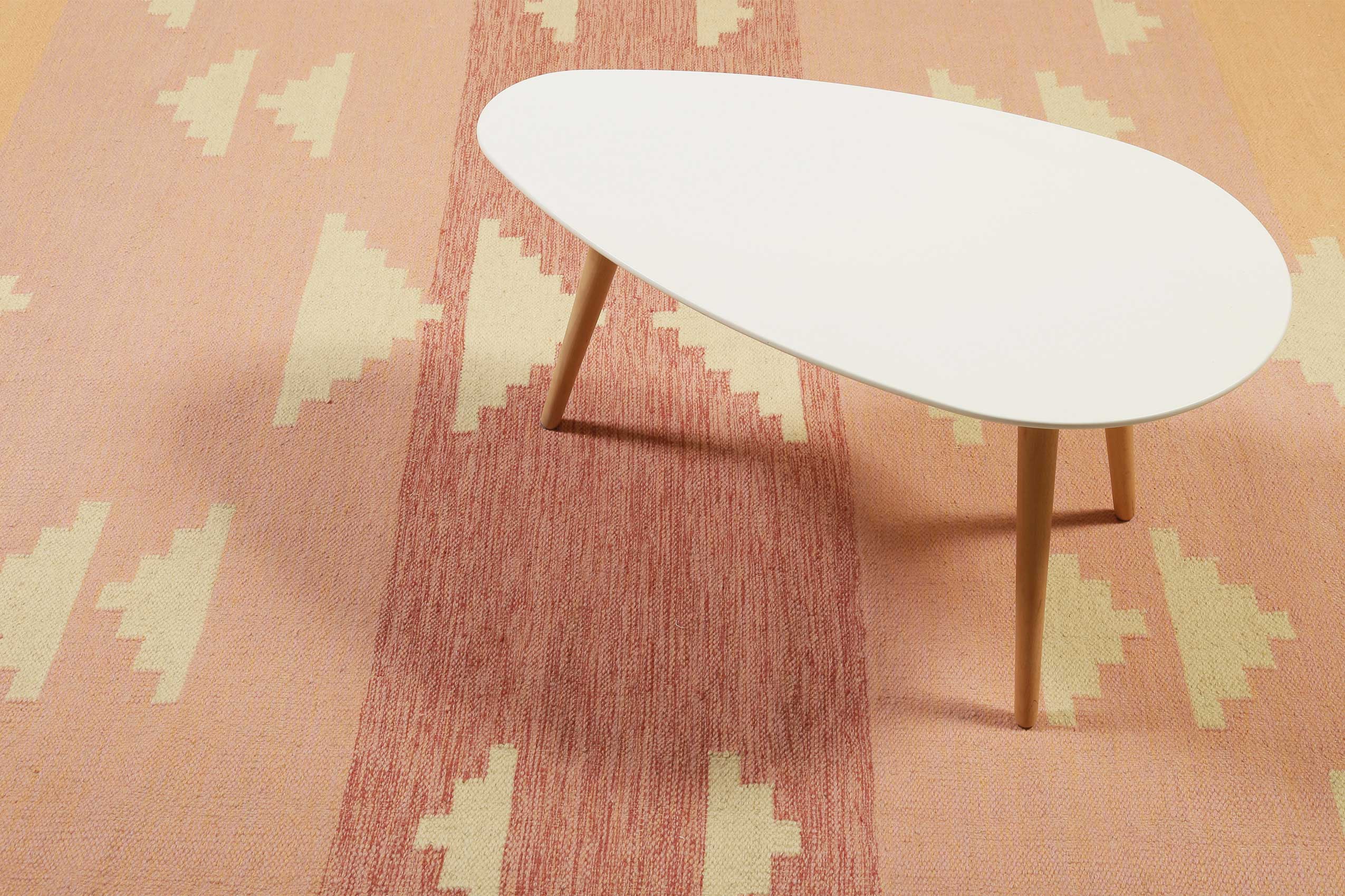 Kelim Teppich Rosa meliert aus Wolle "Soleil" Green Looop
