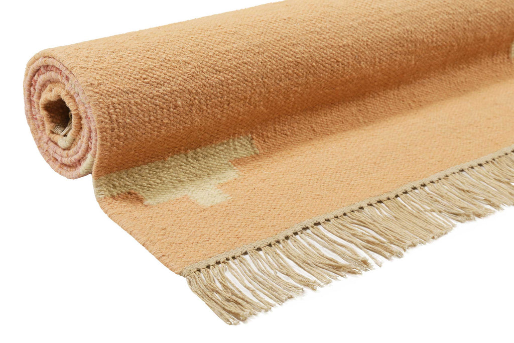 Kelim Teppich Rosa meliert aus Wolle "Soleil" Green Looop