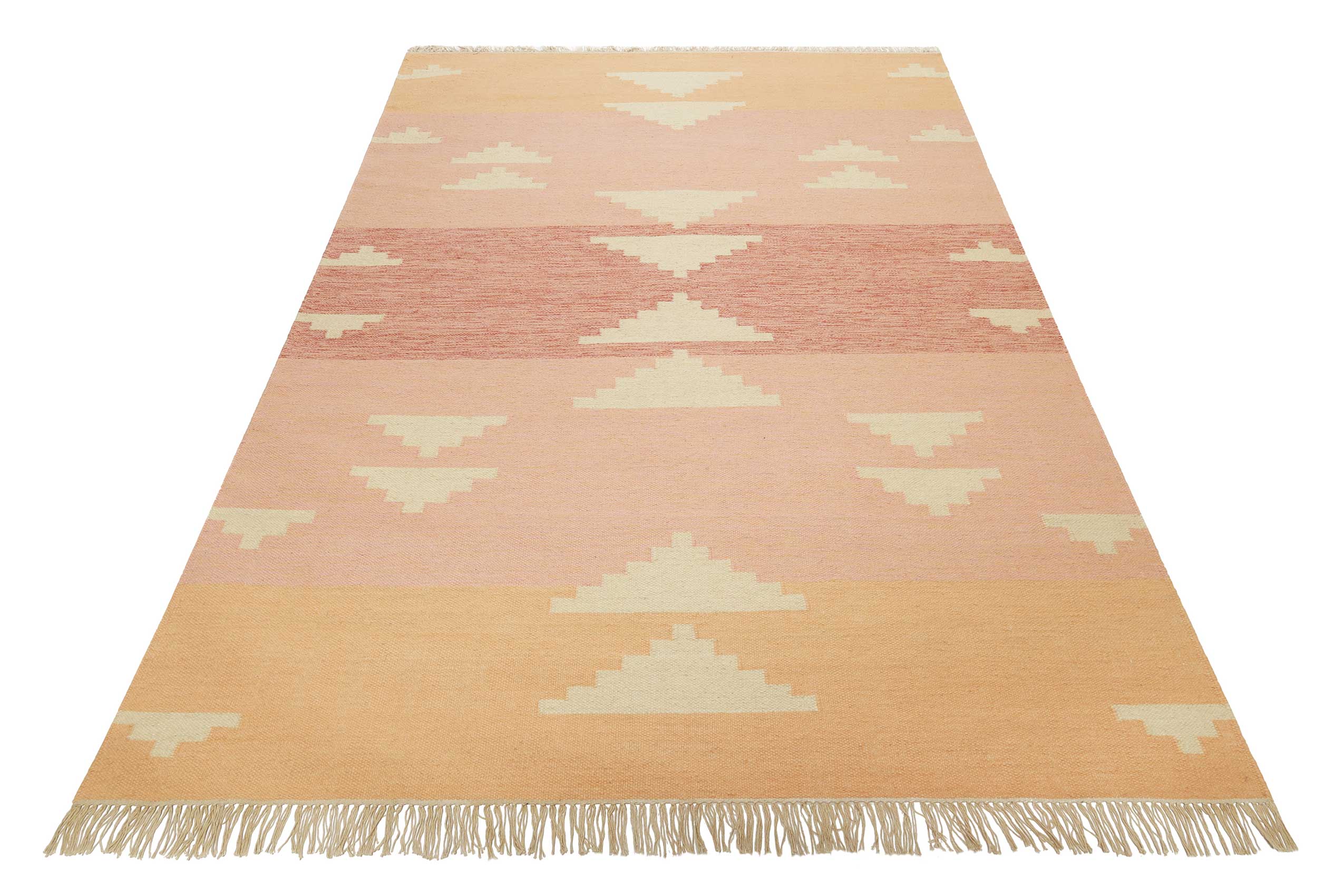 Kelim Teppich Rosa meliert aus Wolle "Soleil" Green Looop