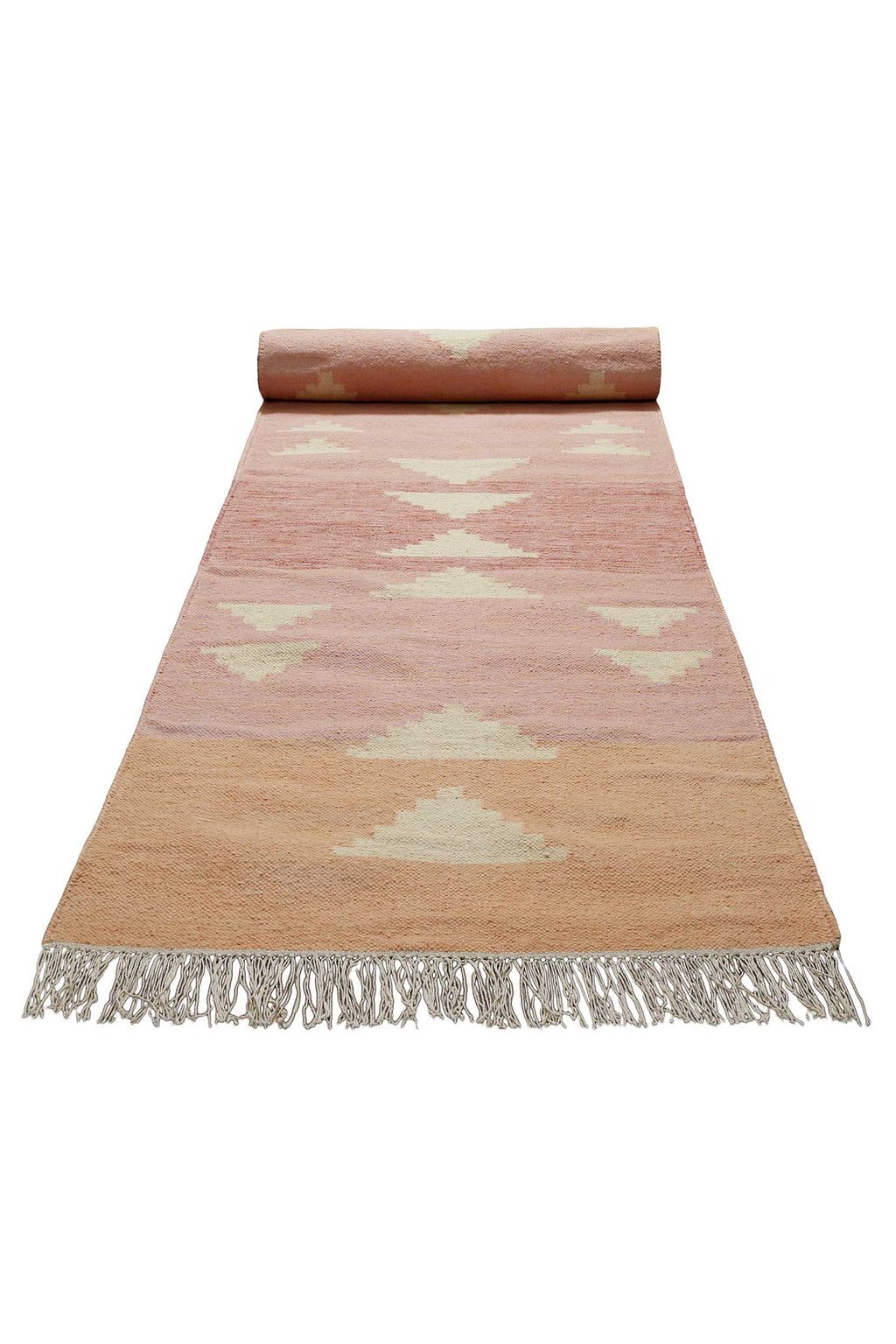 Kelim Teppich Rosa meliert aus Wolle "Soleil" Green Looop