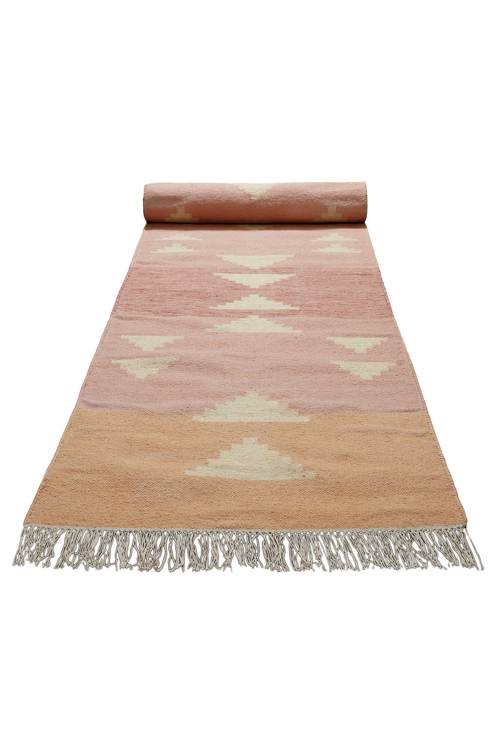Kelim Teppich Rosa meliert aus Wolle "Soleil" Green Looop