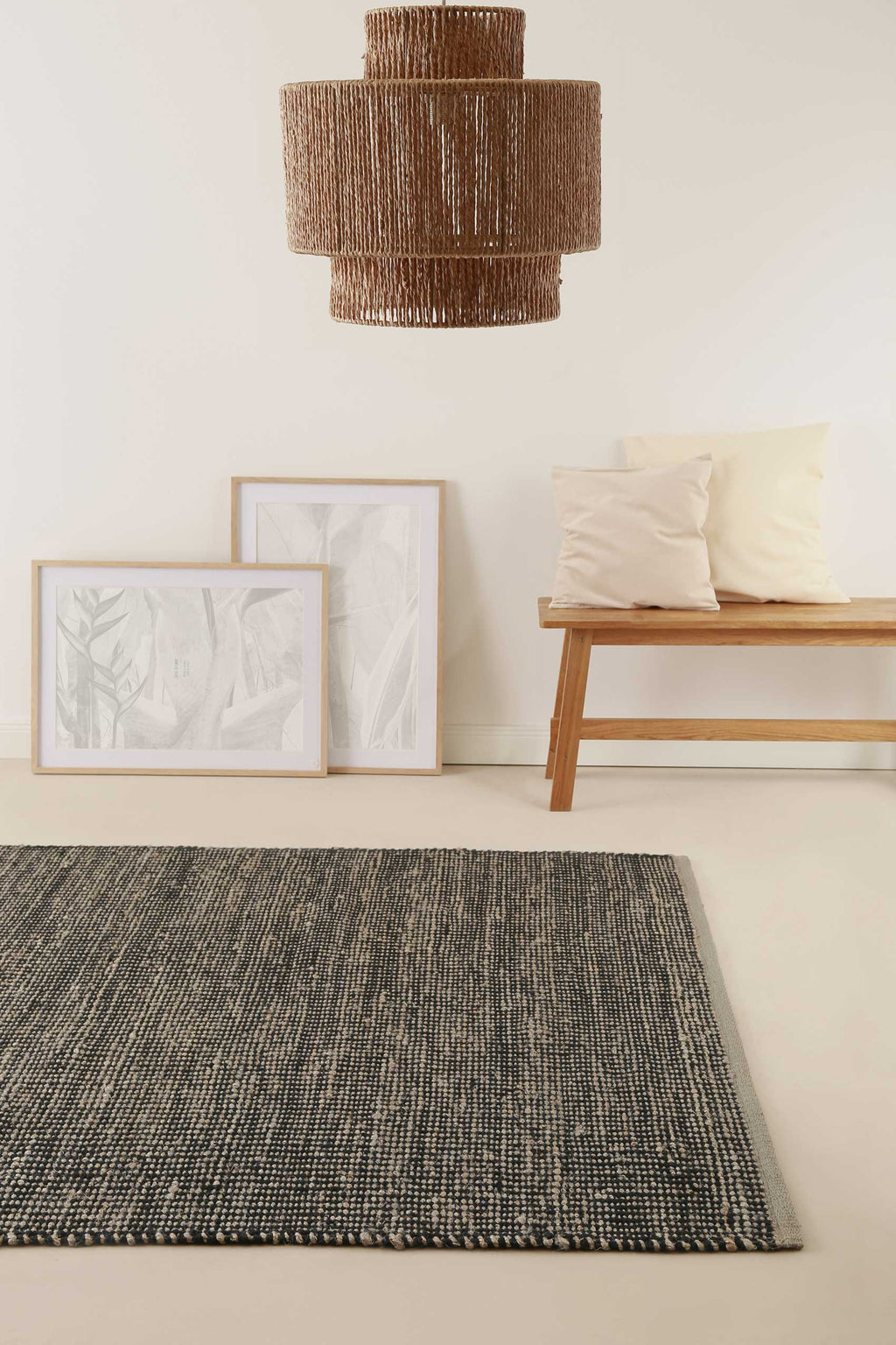 Kelim Teppich Grau Schwarz aus Jute & Wolle "Toulouse" Green Looop