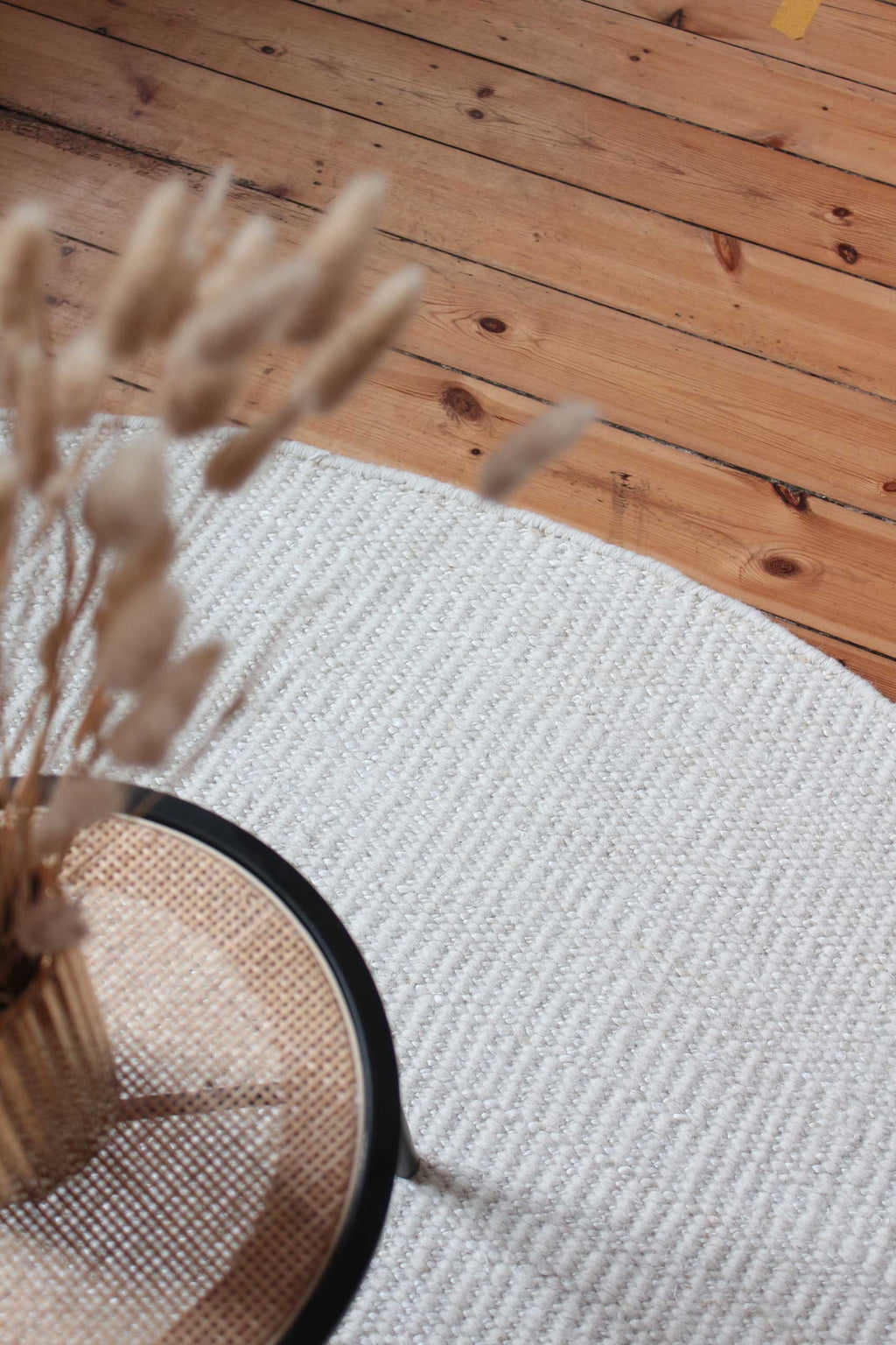 Kelim Teppich Rund Creme Weiß aus Jute & Wolle "Toulouse" Green Looop