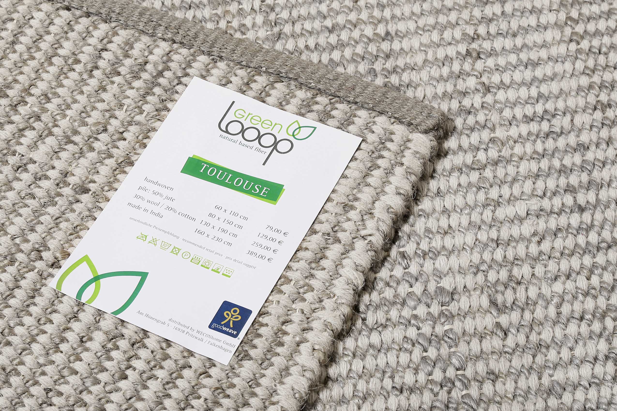 Kelim Teppich Grau Creme aus Jute & Wolle "Toulouse" Green Looop