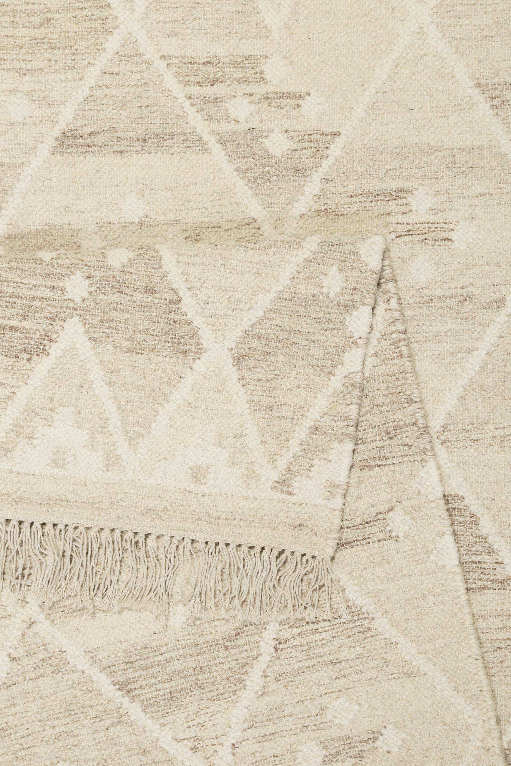 Kelim Teppich Beige Braun meliert aus Wolle "Vermont" Green Looop