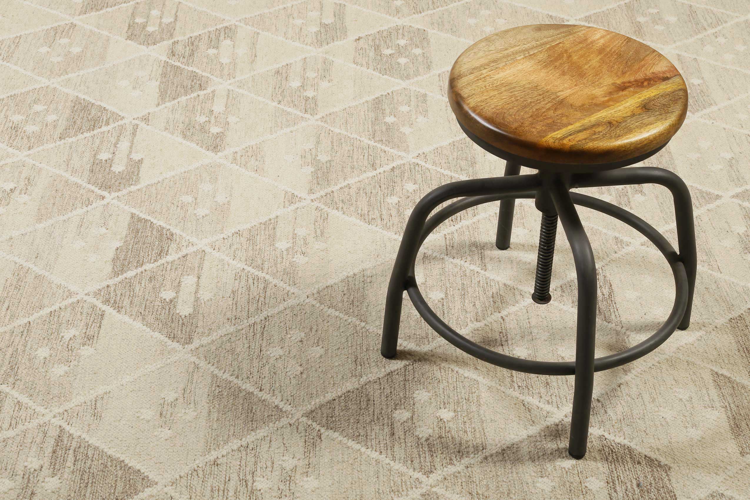 Kelim Teppich Beige Braun meliert aus Wolle "Vermont" Green Looop