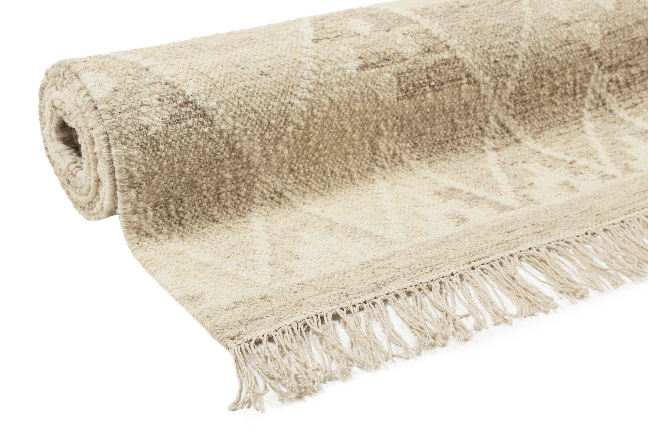 Kelim Teppich Beige Braun meliert aus Wolle "Vermont" Green Looop