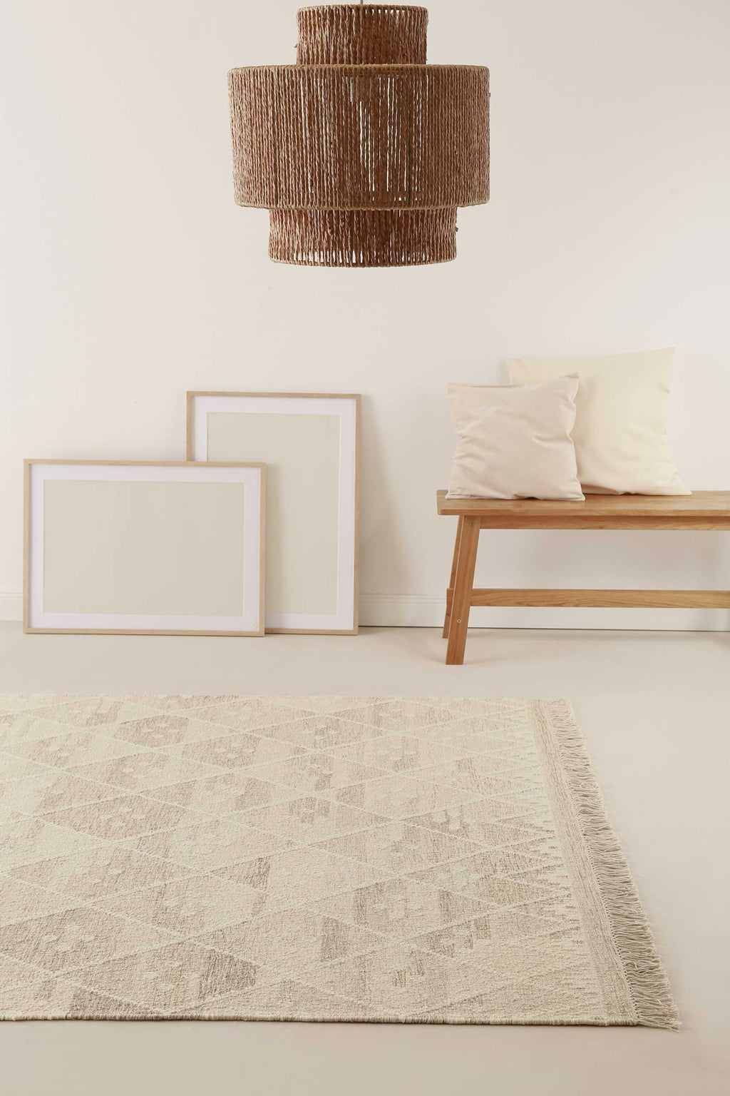 Kelim Teppich Beige Braun meliert aus Wolle "Vermont" Green Looop