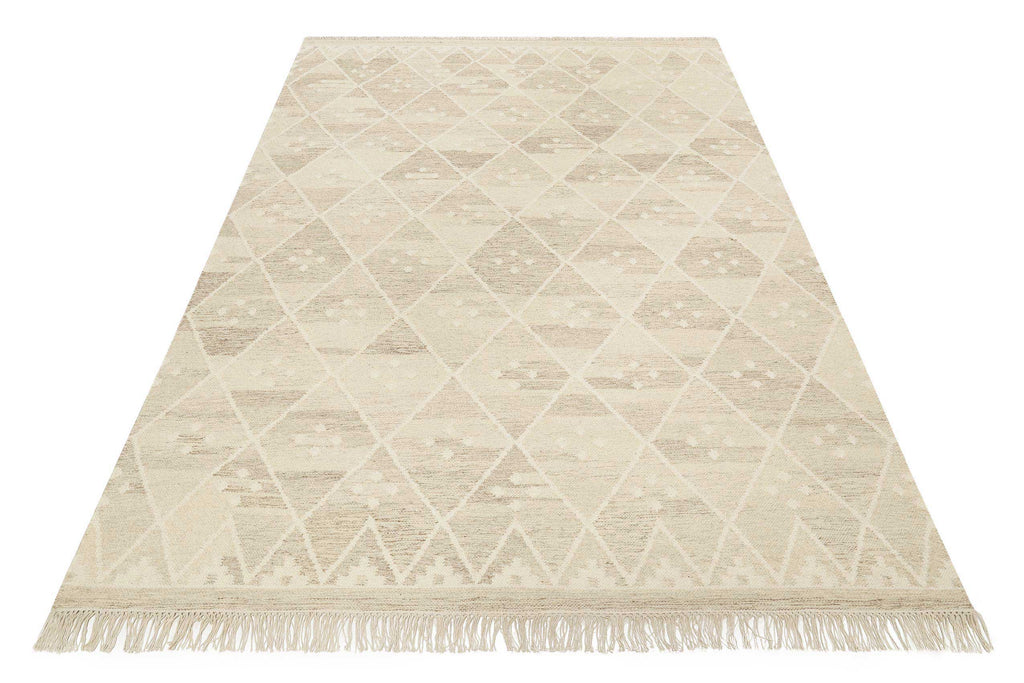 Kelim Teppich Beige Braun meliert aus Wolle "Vermont" Green Looop