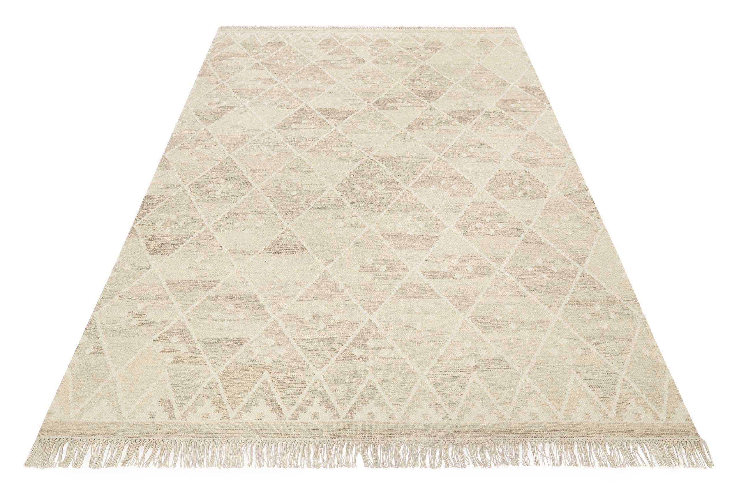 Kelim Teppich Beige Braun meliert aus Wolle "Vermont" Green Looop