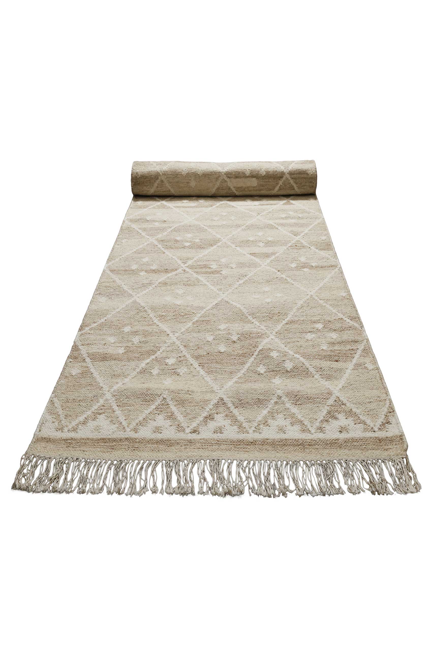 Kelim Teppich Beige Braun meliert aus Wolle "Vermont" Green Looop