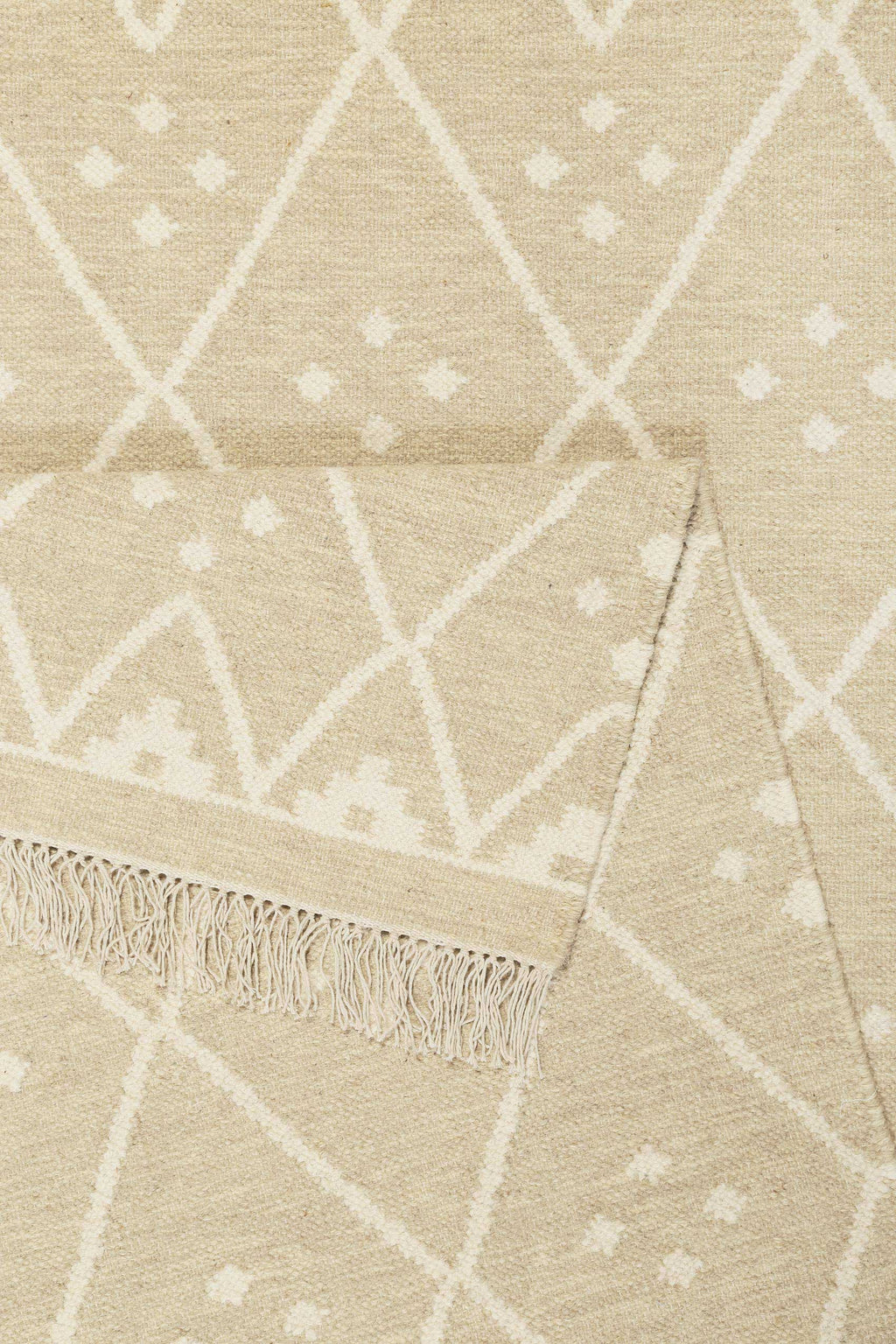 Kelim Teppich Beige Creme meliert aus Wolle "Vermont" Green Looop